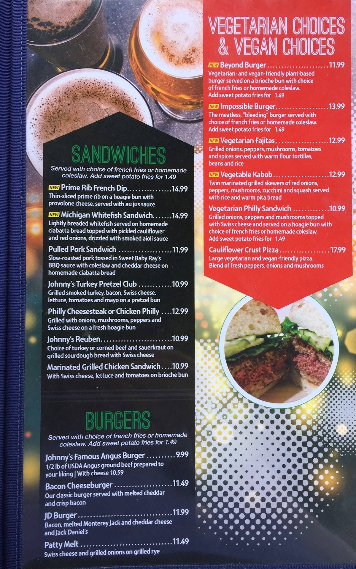 Menu at Johnny's On The Lake Bar & Grill, Belleville