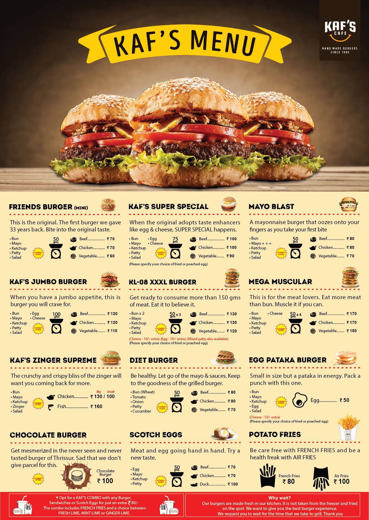 Kaf's Cafe menu