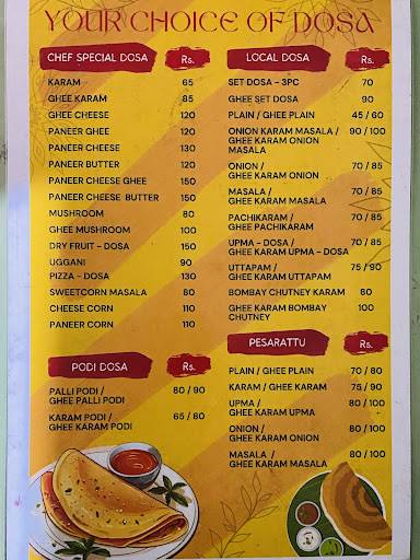 KARAM DOSA menu