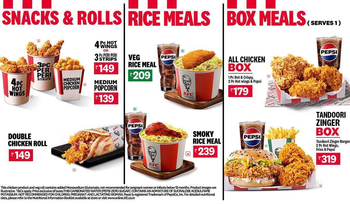 KFC menu