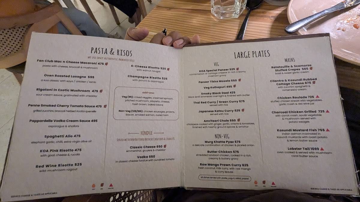KOA - Cafe & Bar (Thane) menu