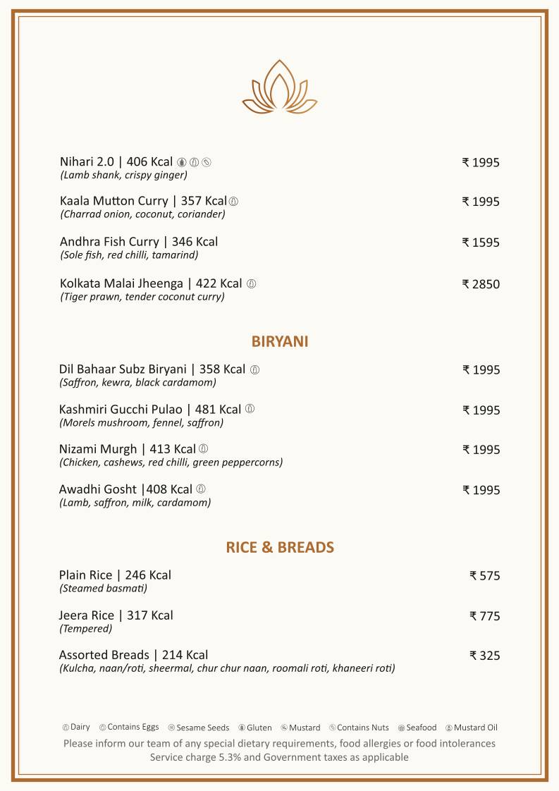 Kaansa - Crowne Plaza, Gurugram menu