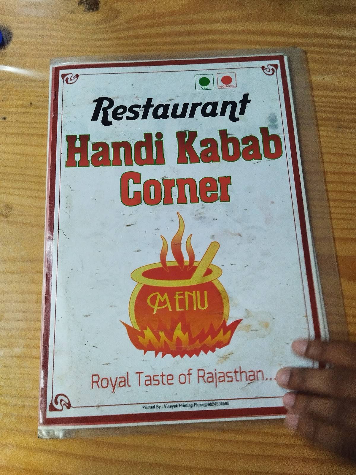 Kabab Corner Restaurant menu