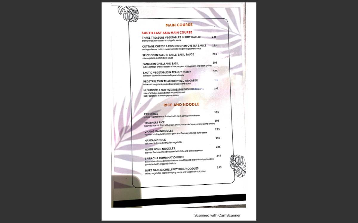 Kailash Parbat menu