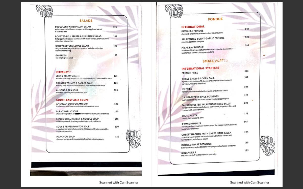 Kailash Parbat menu