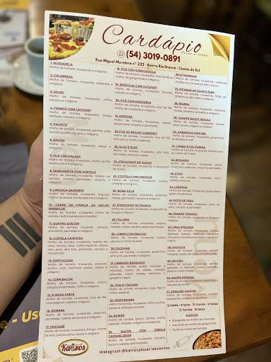 Kairós Gastronomia e Eventos cardápio