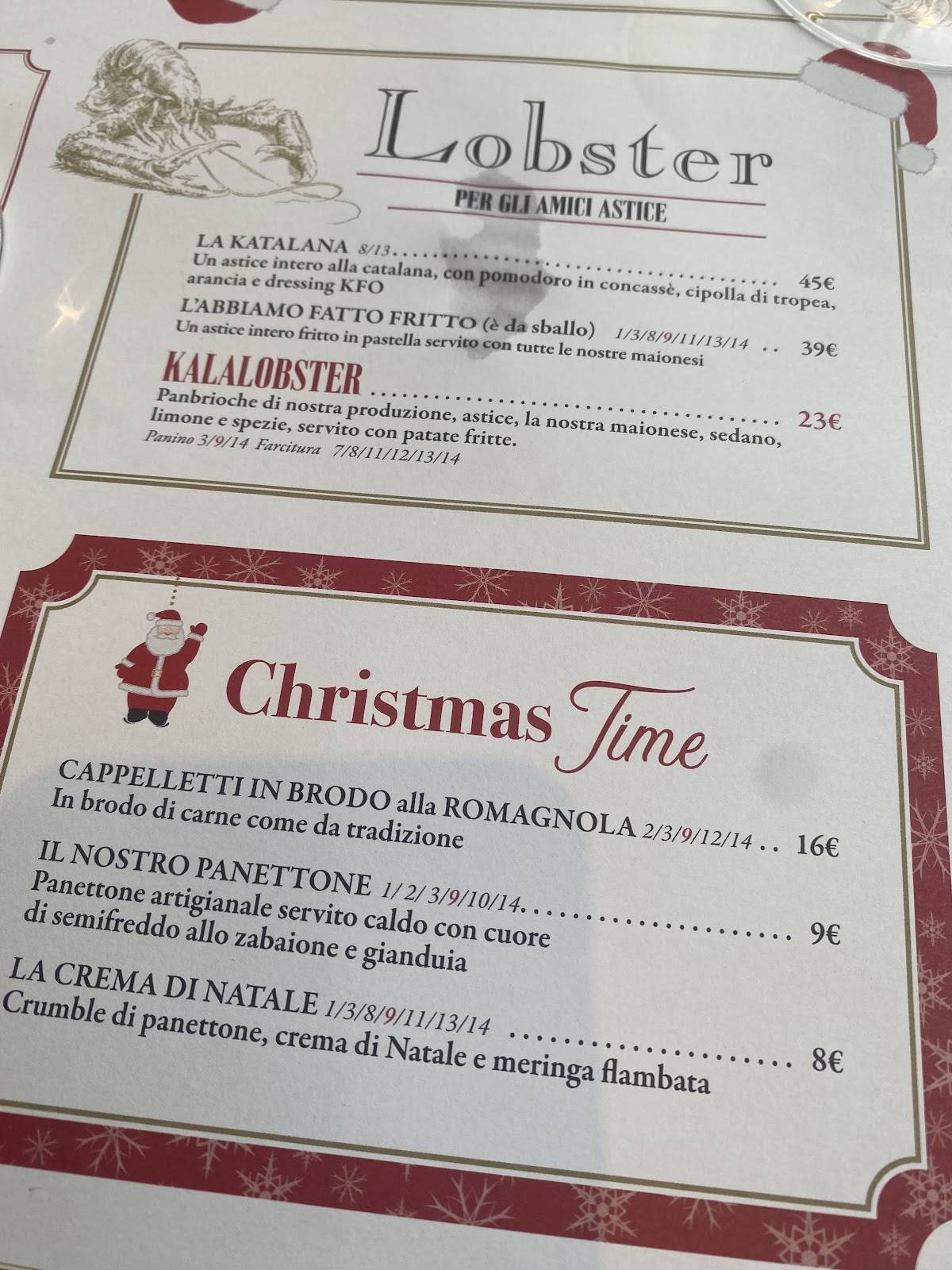 Menu di Kalamaro Fritto Osteria 