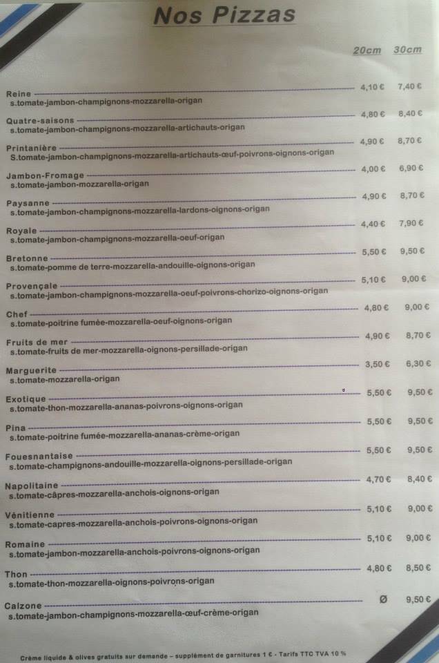 Menu de Kalipi'zz