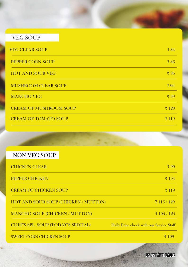 The Mint Max Restaurant menu