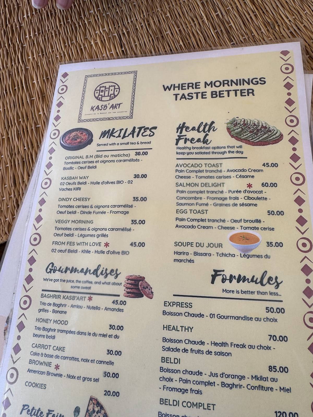 Menu de Kasb'art