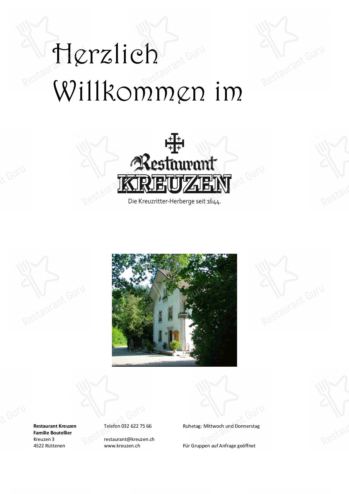 Speisekarte Von Kastanienbaum Recherswil