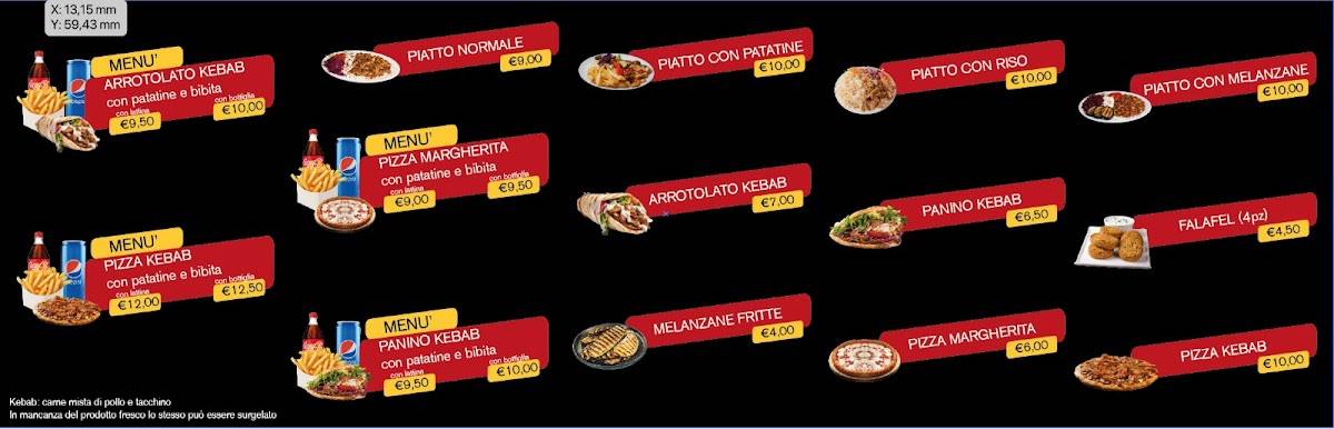 Menu di Kebab e pizzeria a muggia 