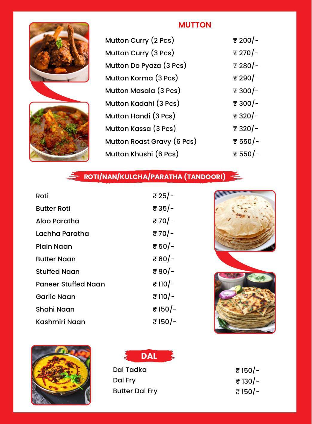 Khushi Family Restaurant menu