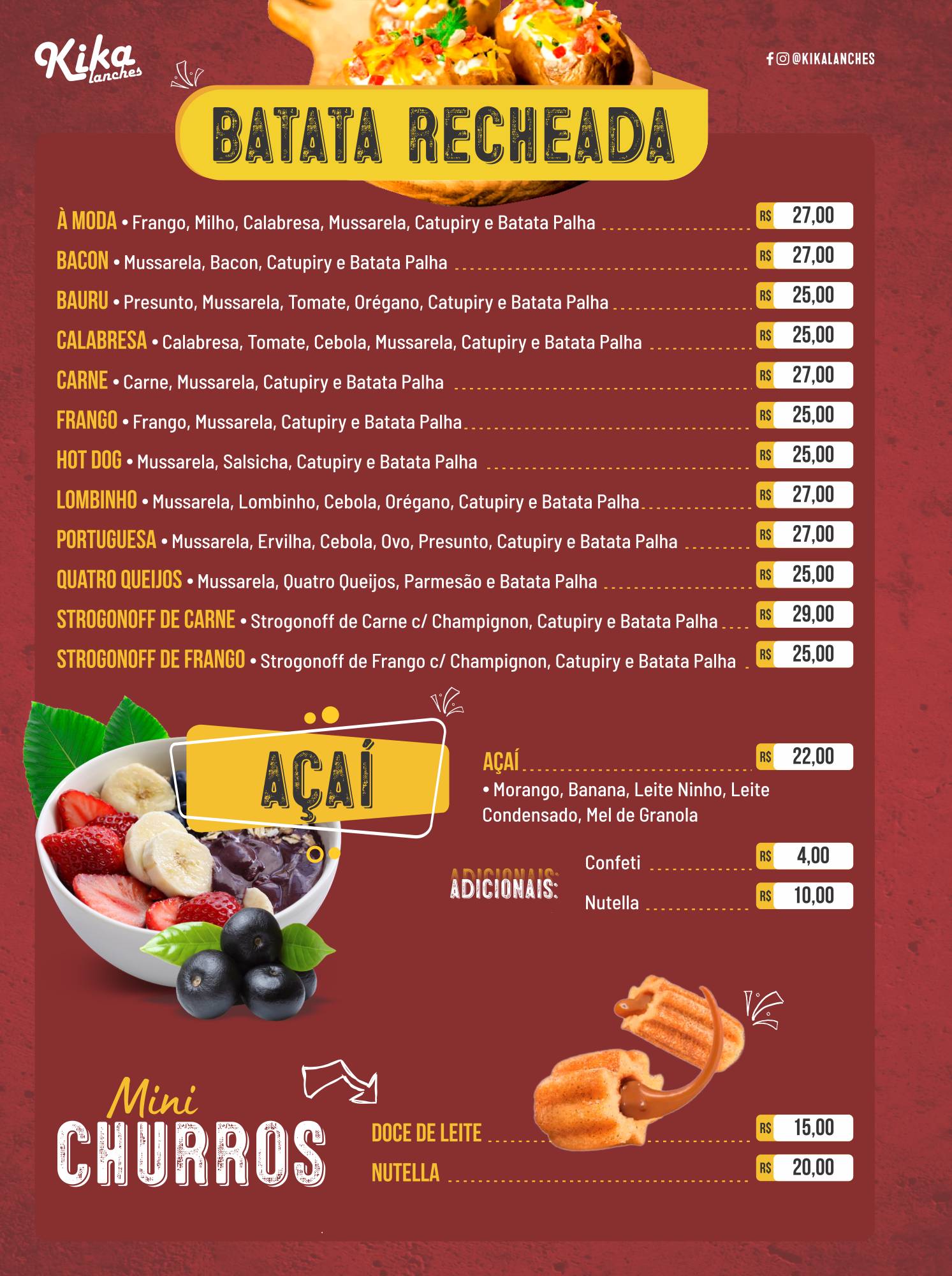 Kika Lanches cardápio