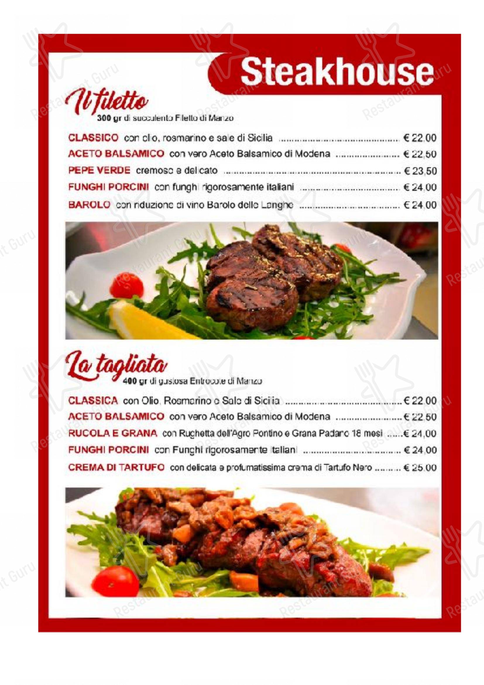 Kill Joy in Roma - Menu