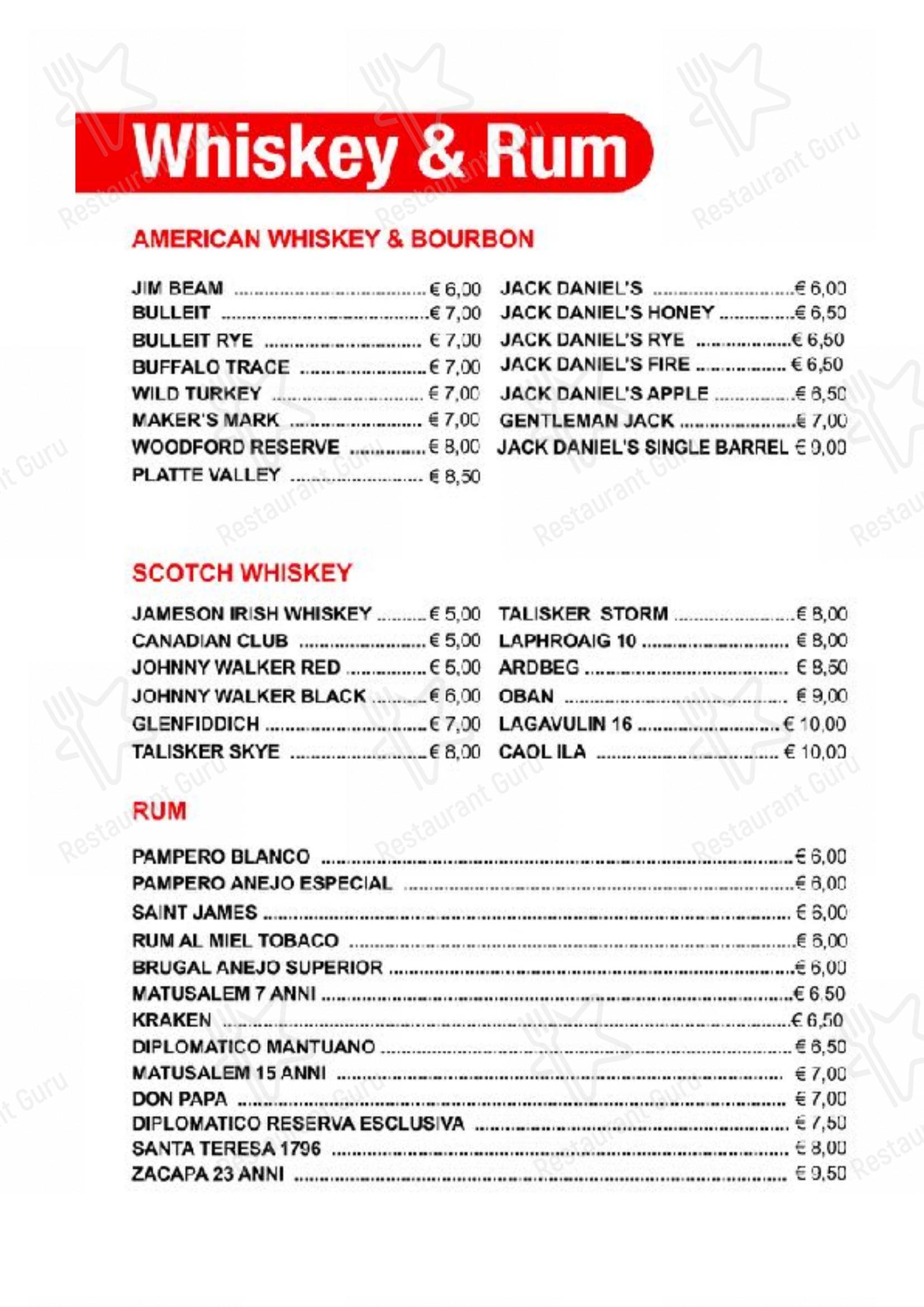 Menu per Kill Joy in Roma
