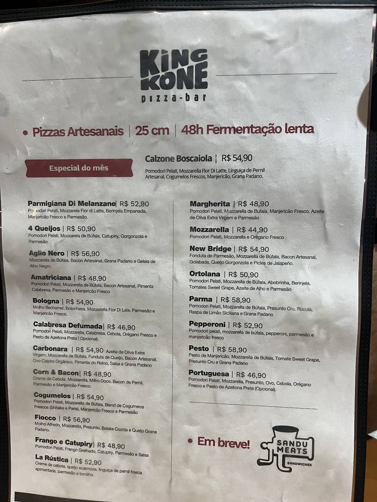 King Kone Pizza-Bar cardápio