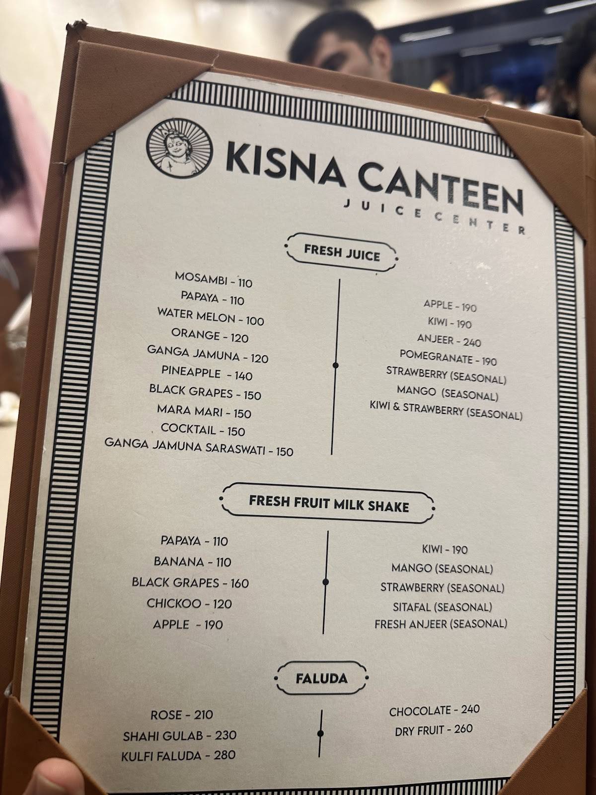 Kisna Canteen menu