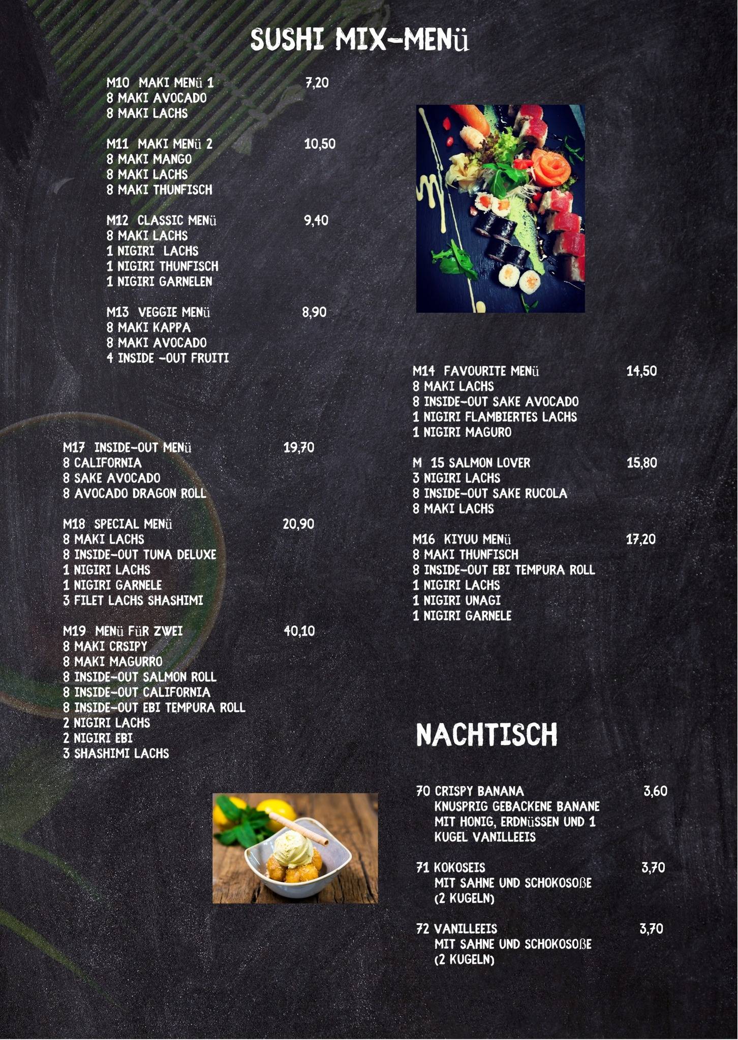 Speisekarte von Kiyuu`s restaurant, Würzburg