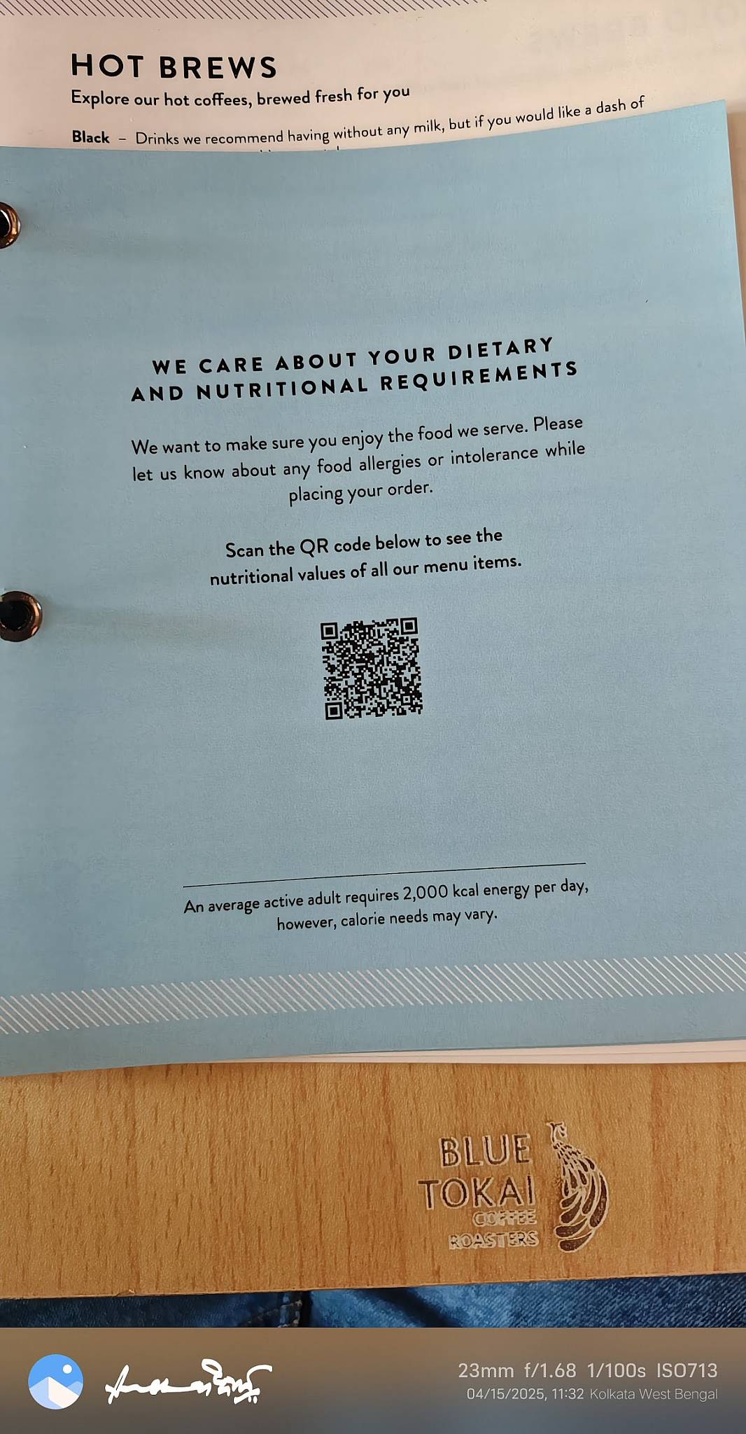 Blue Tokai Coffee Roasters Bidhannagar menu