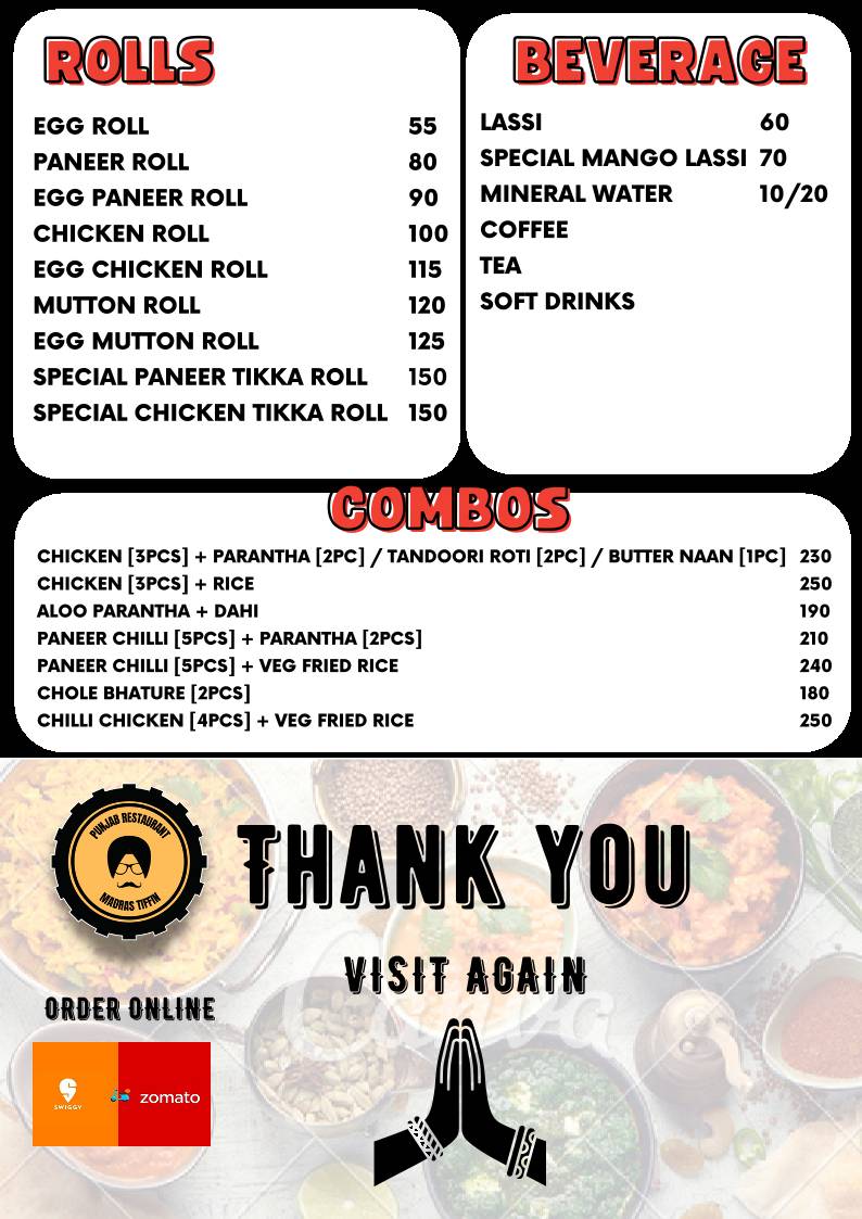 Punjab Restaurant & Madras Tiffin [ Barrackpore ] menu