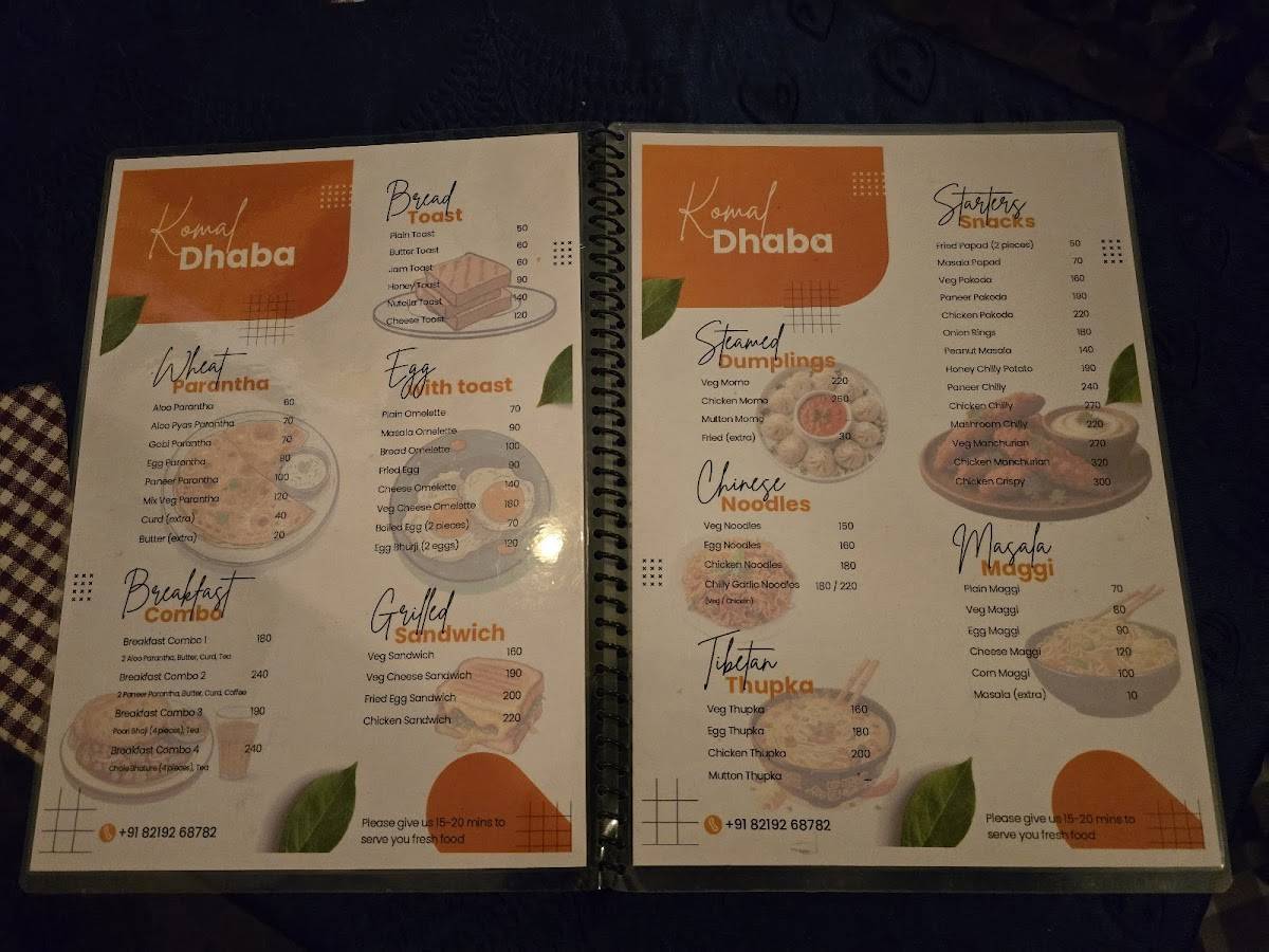 Komal dhaba menu