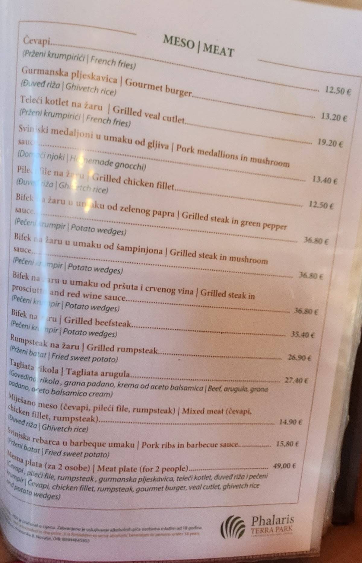 Menu di Konoba Galia 