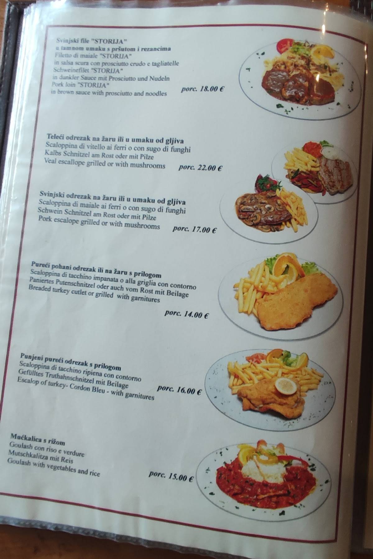 Menu di Konoba Štorija 