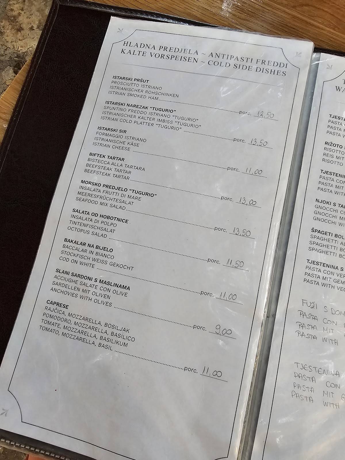 Menu di Konoba Tugurio 