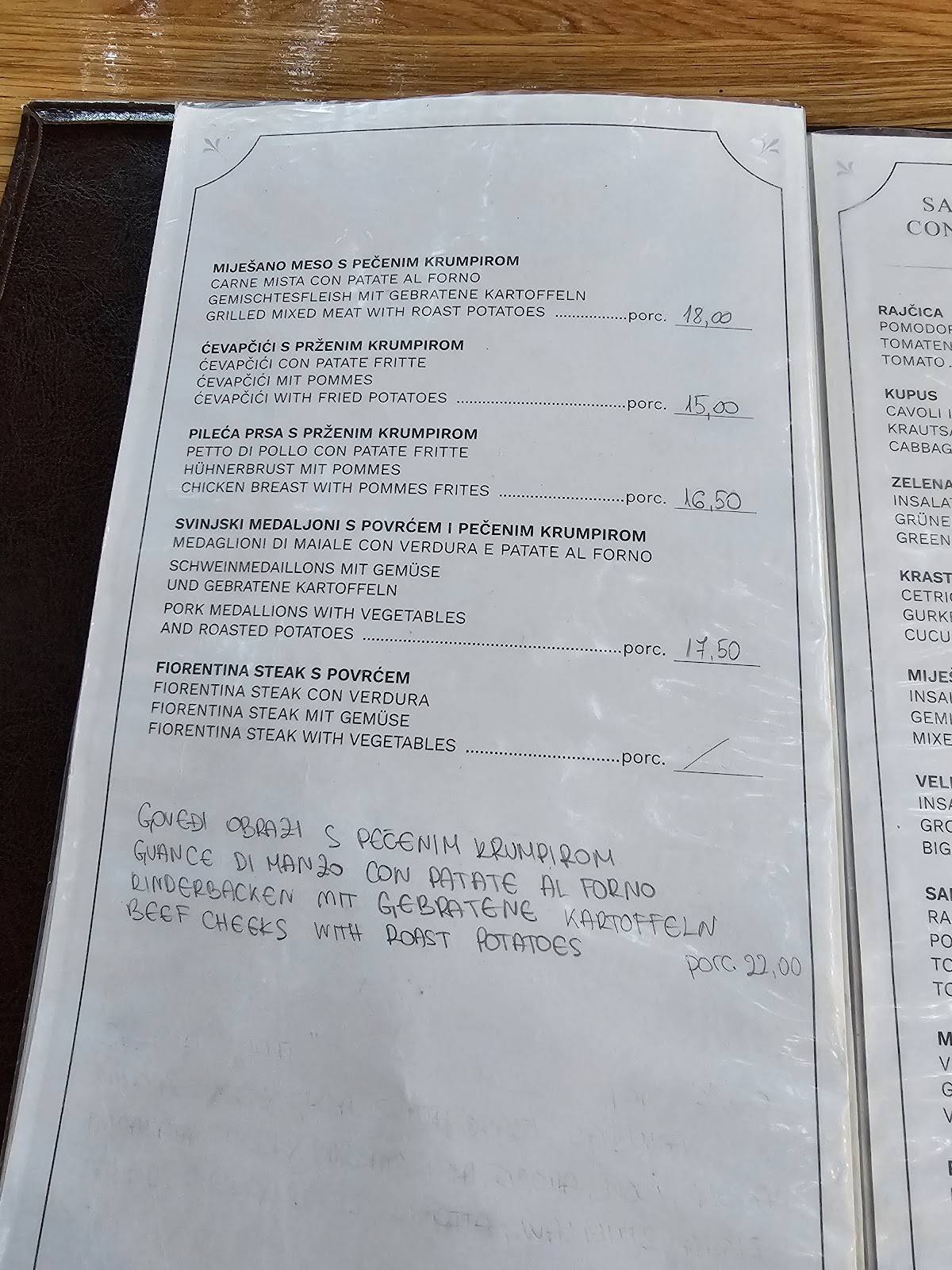 Menu di Konoba Tugurio 