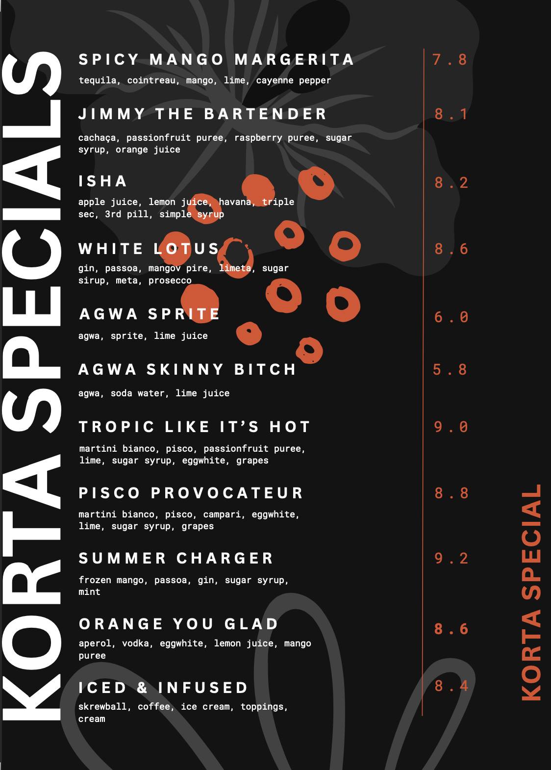 Menu di Korta Bar 