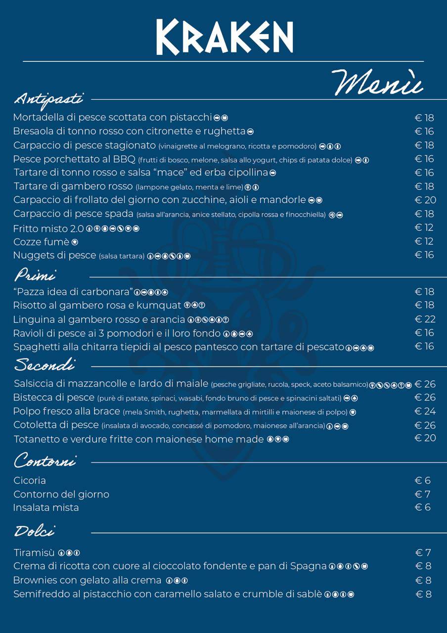 Menu di Ristorante Kraken 