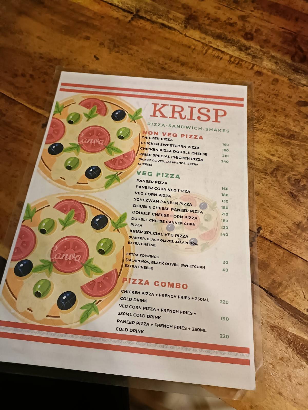 Krisp Pizza menu