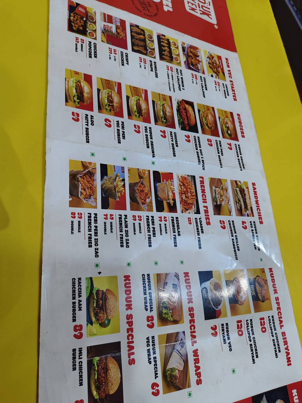 Kuduk Chicken Integral University menu