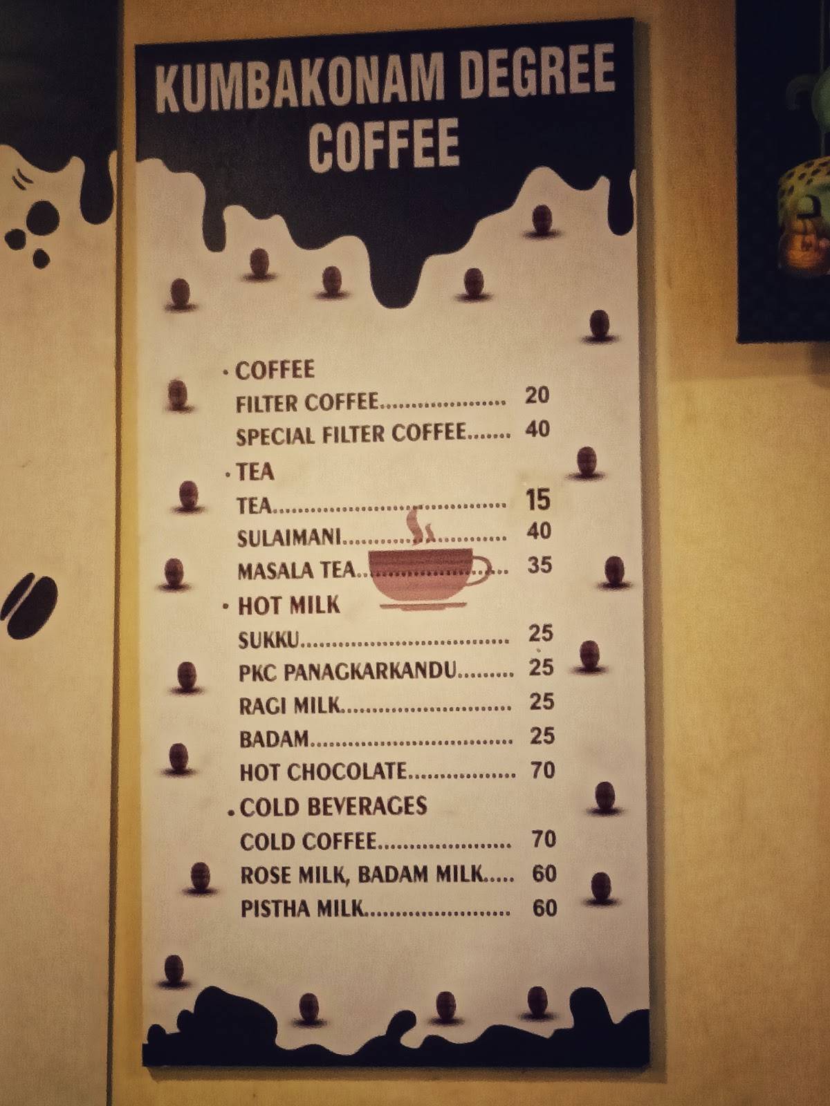 Kumbhakonnam Degree Coffee menu