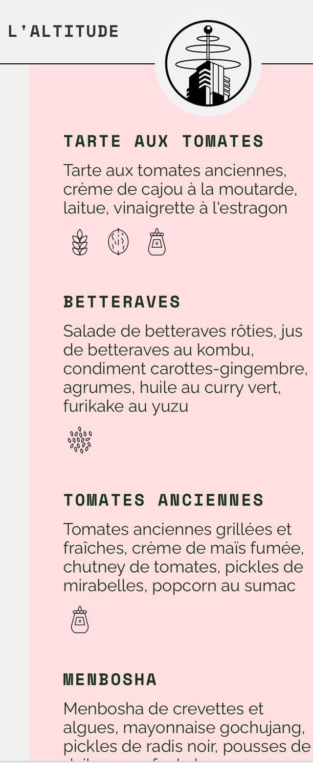 Menu de L'Altitude