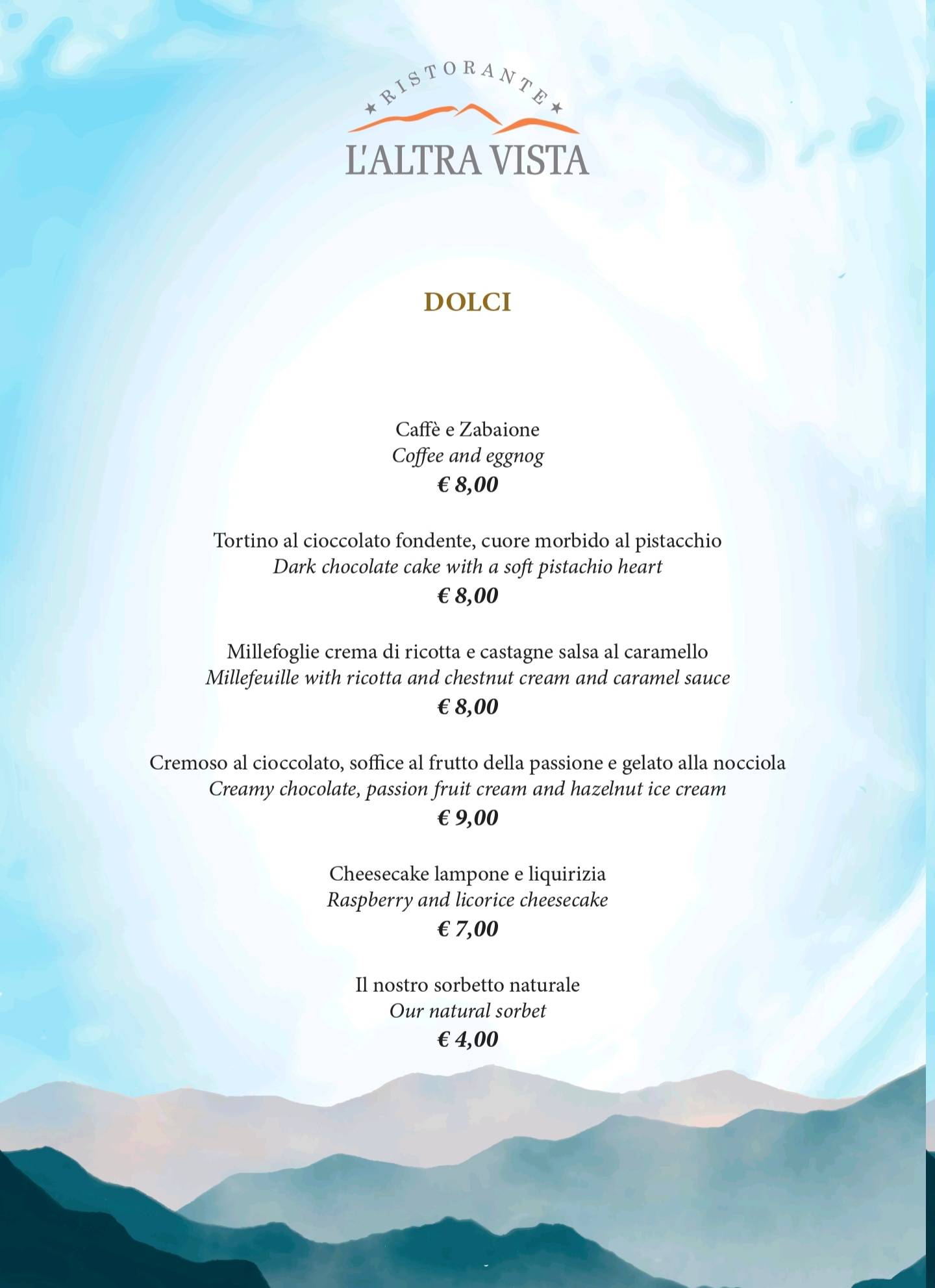 Menu di L'Altravista 