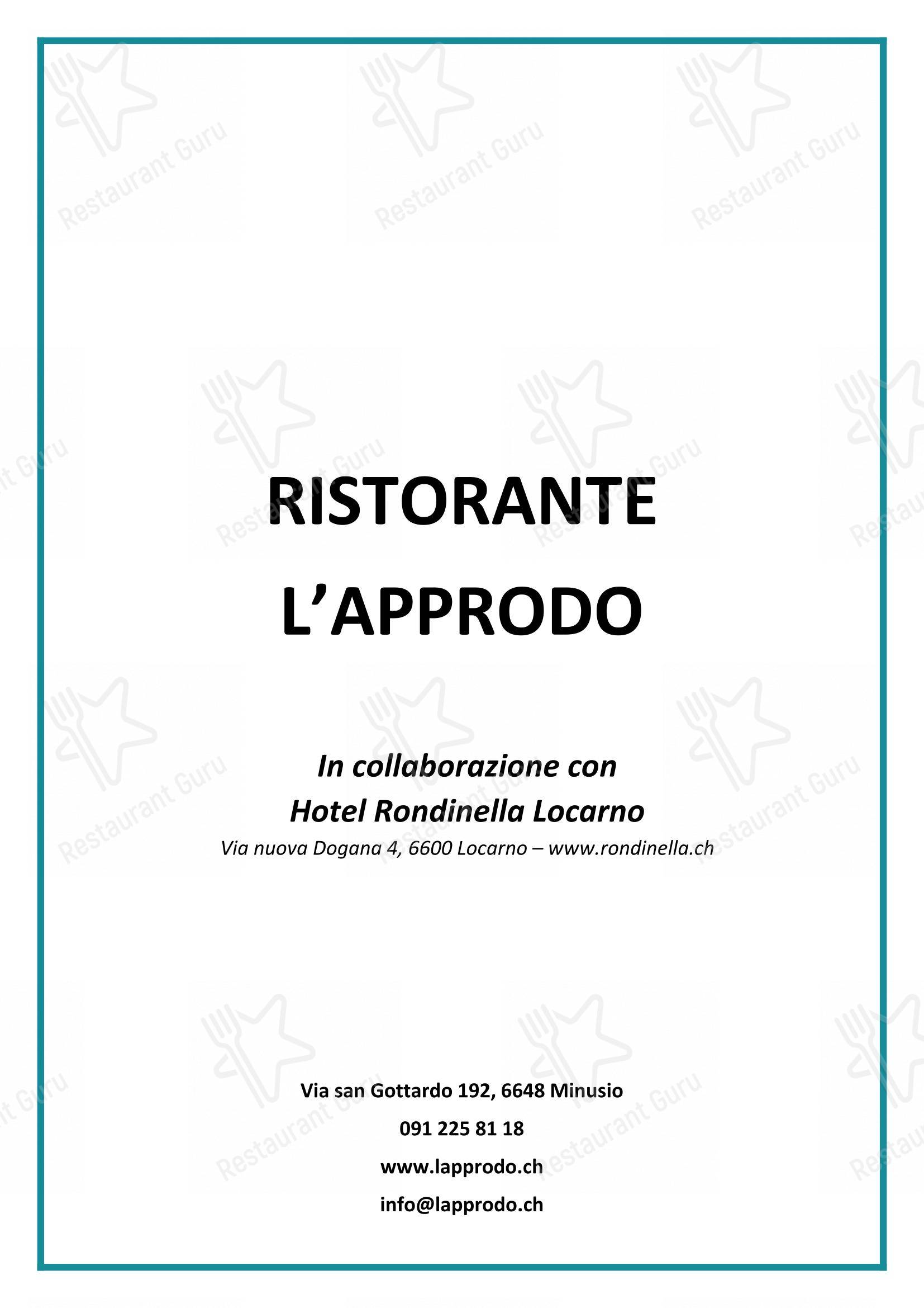 Menu di L'Approdo di Mappo - Menu