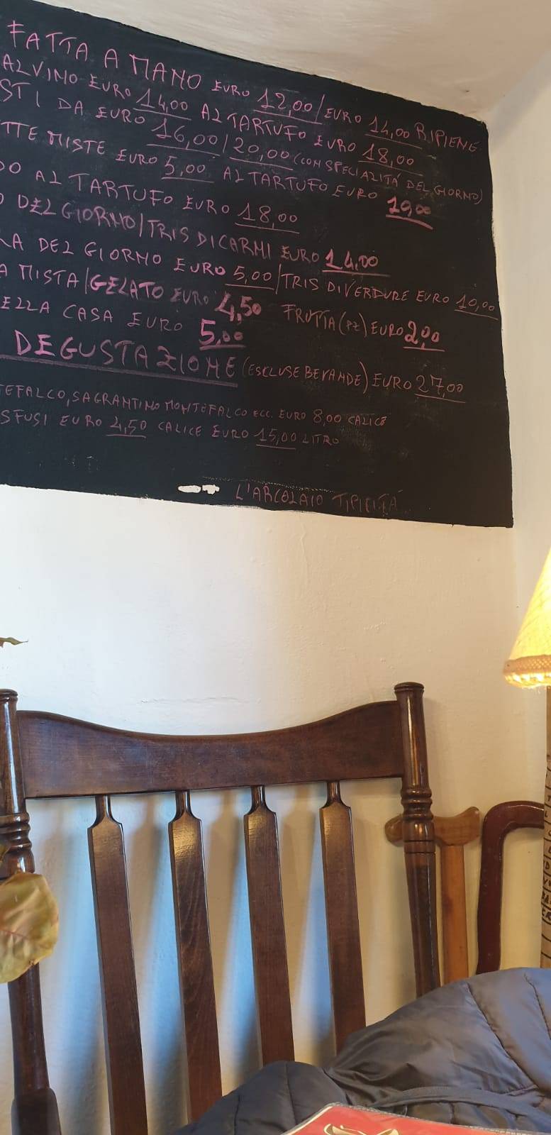Menu di L'Arcolaio Tipicità 