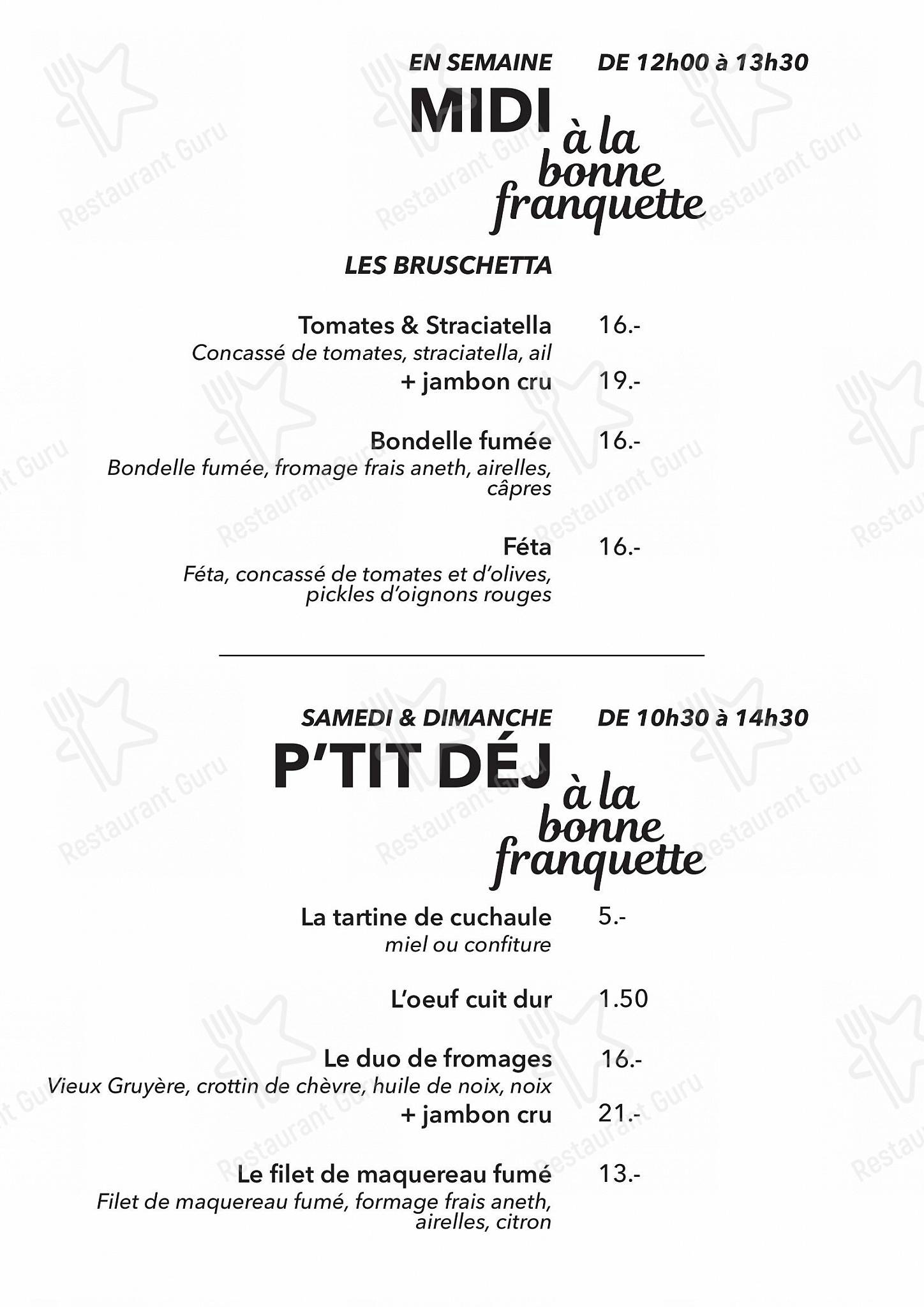 Menu per L'Atelier in Losanna
