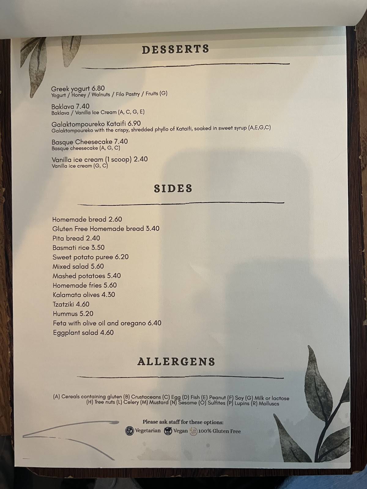 Menu de LETO Restaurant