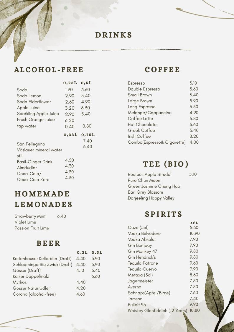 Menu de LETO Restaurant
