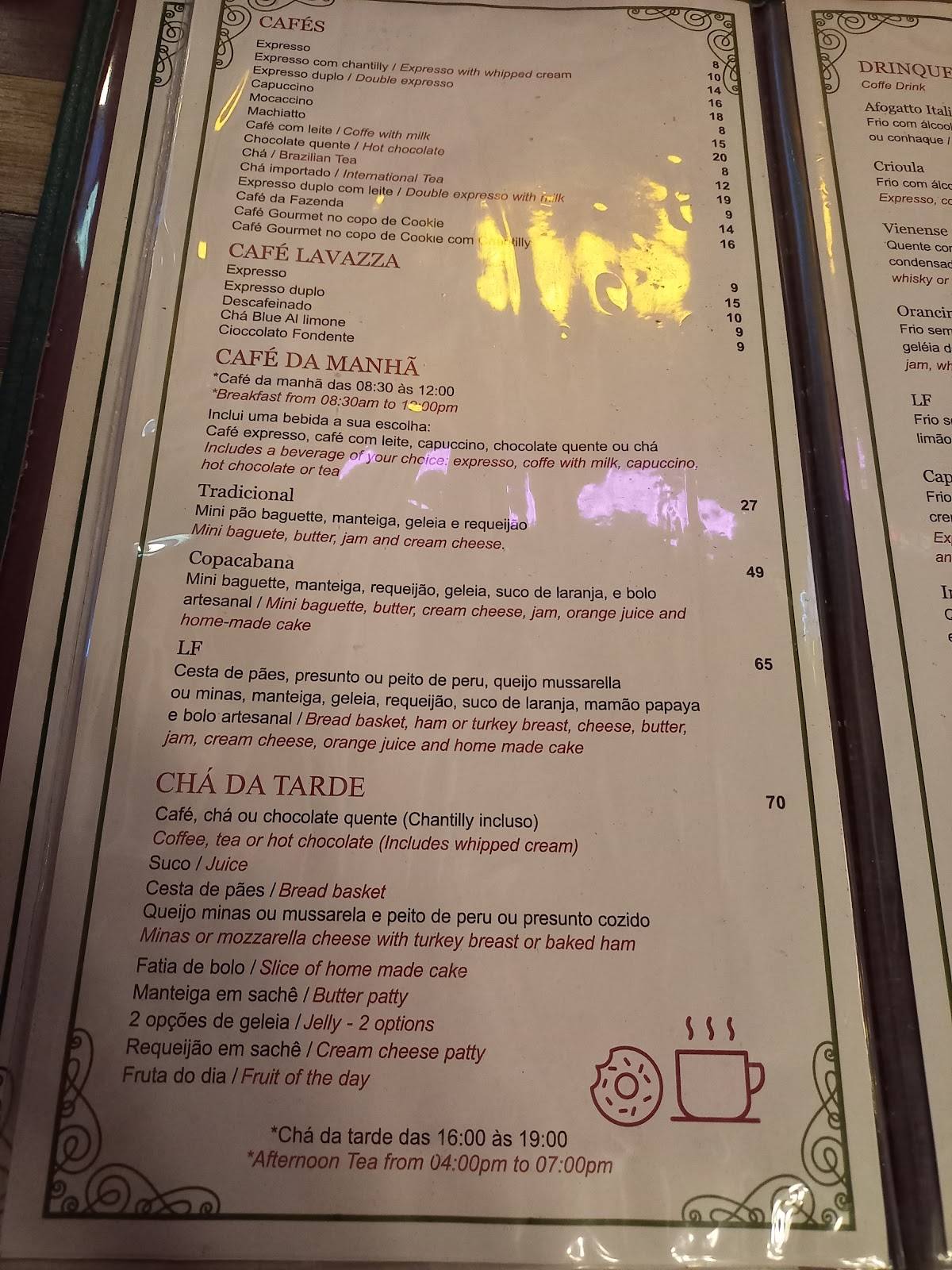 LF Café & Bistrô cardápio