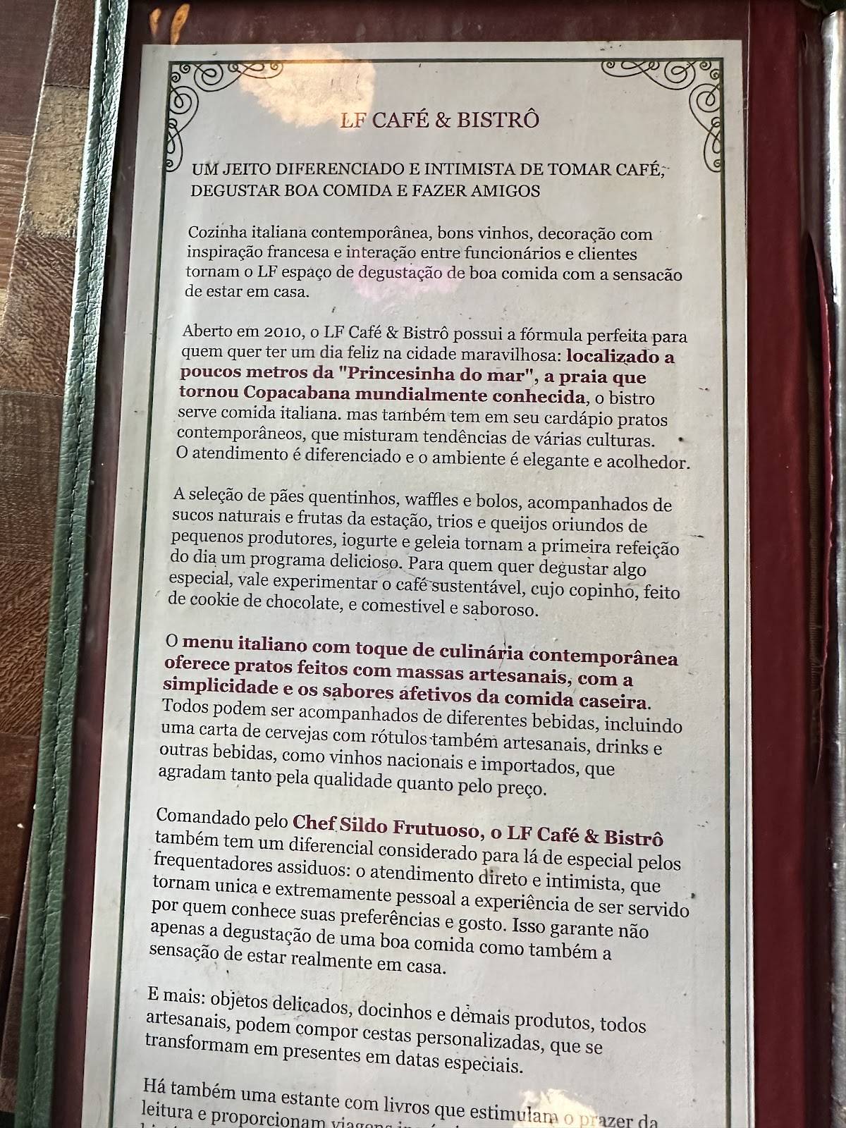 LF Café & Bistrô cardápio