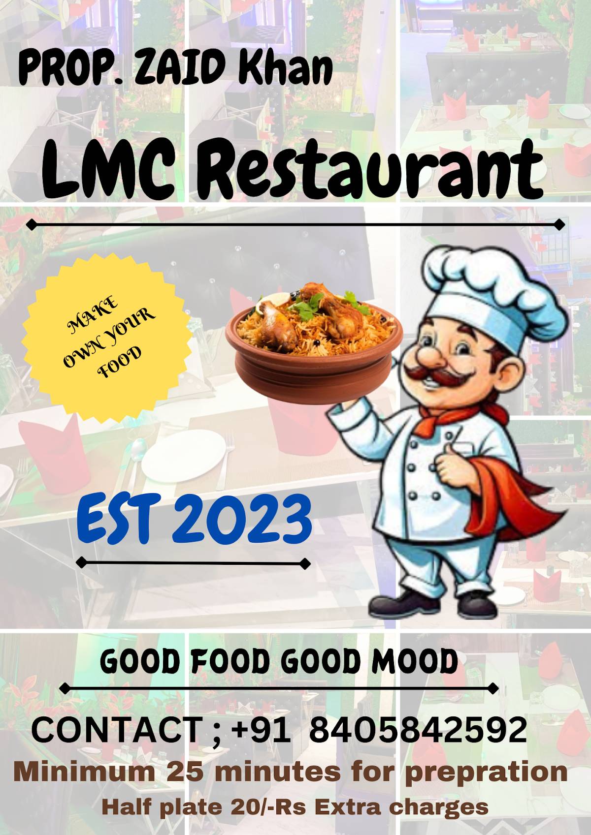 LMC RESTAURANT menu