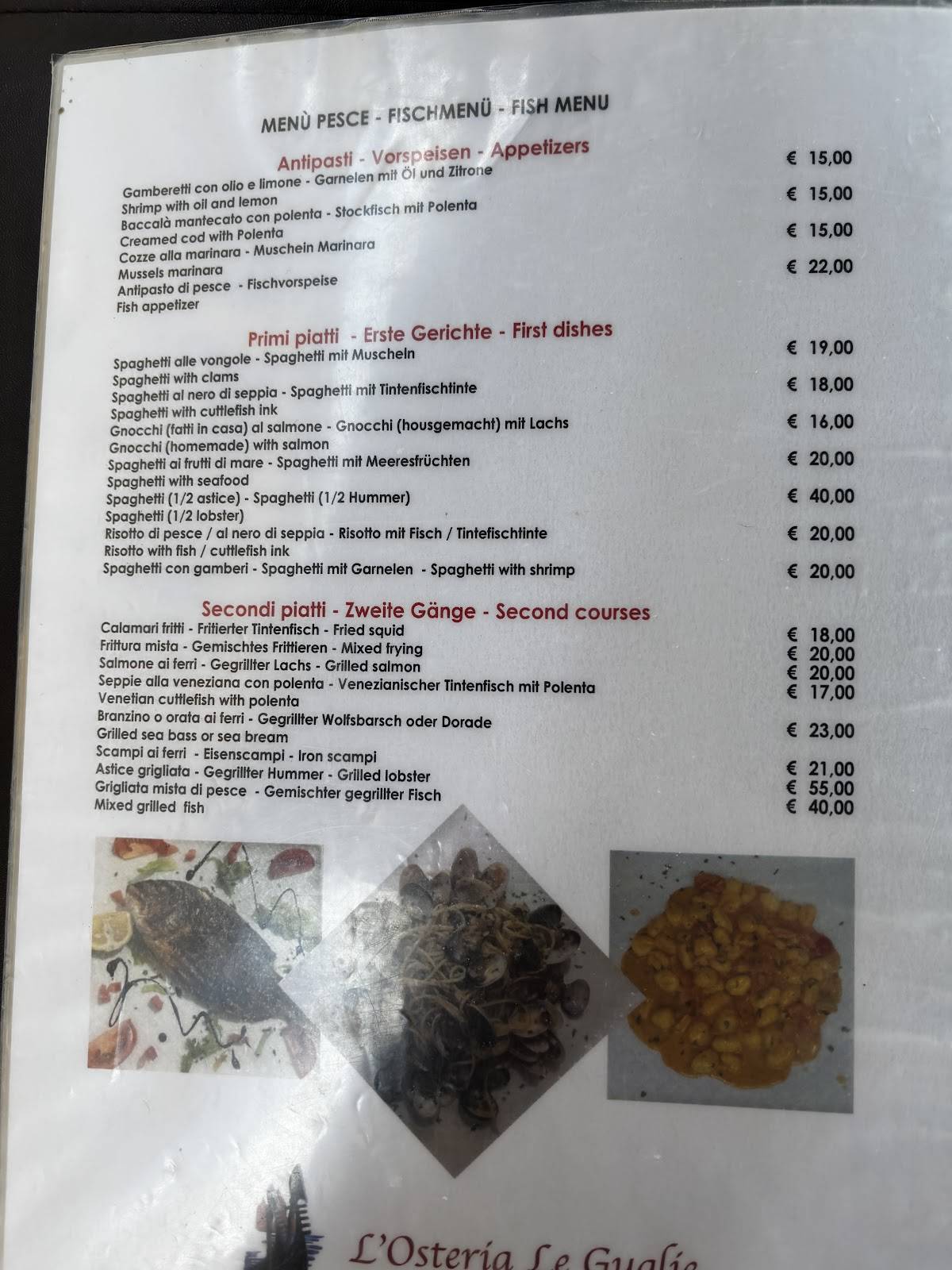Menu di L'Osteria Le Guglie 