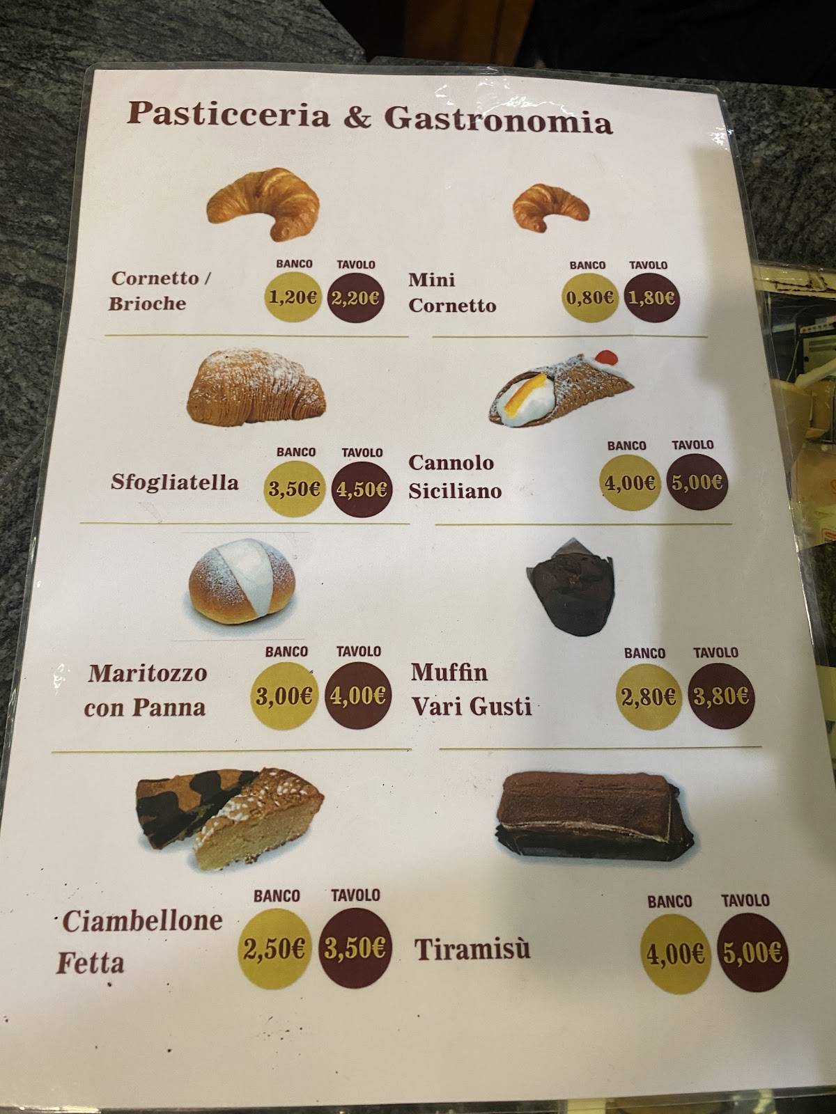 Menu di La Casa del Caffè Tazza d'Oro 