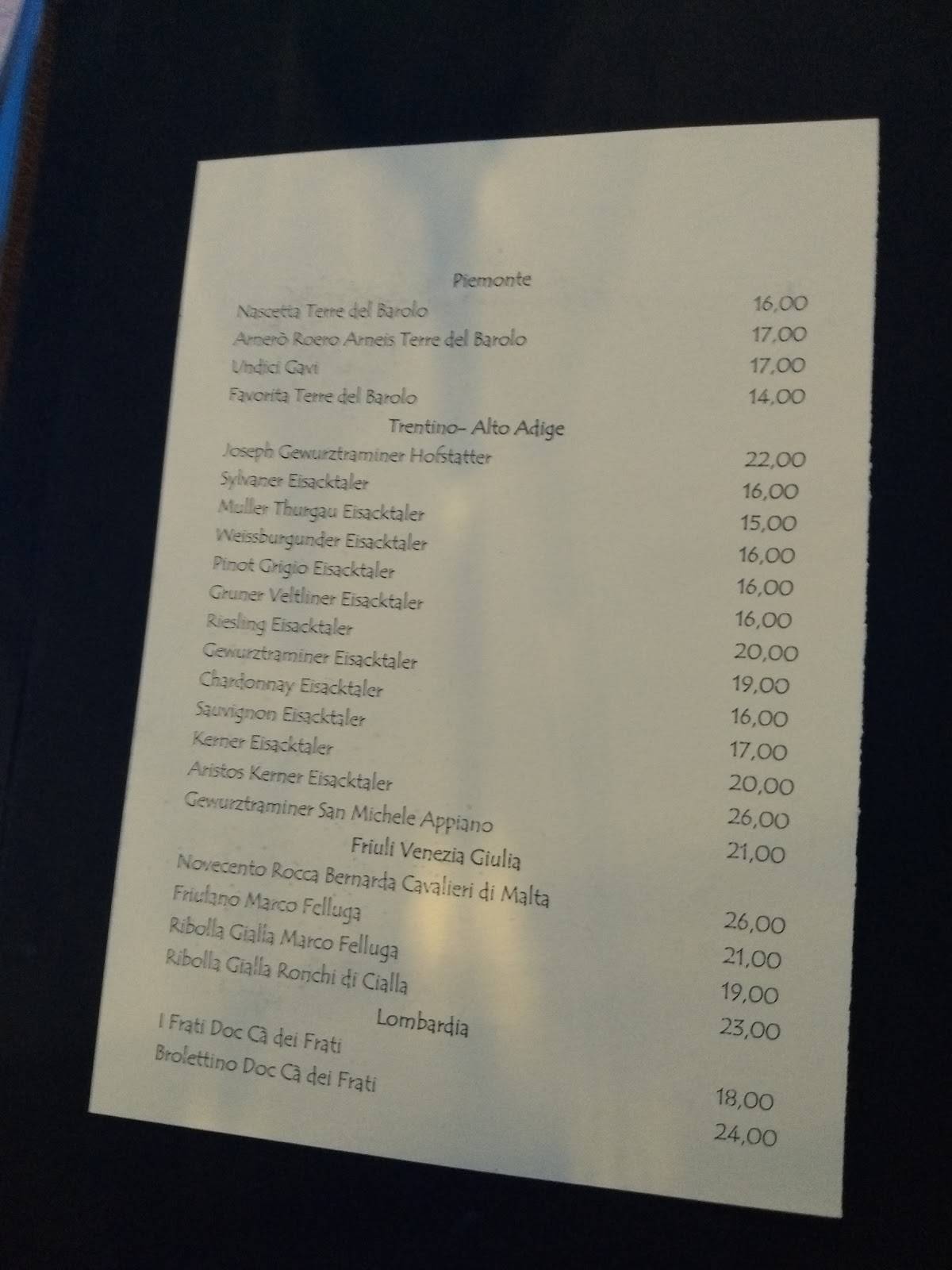 Menu di La Casina Rossa Perugia 