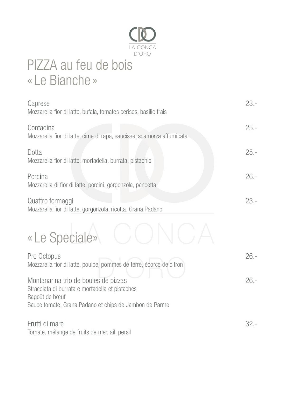Menu di La Conca d'Oro 