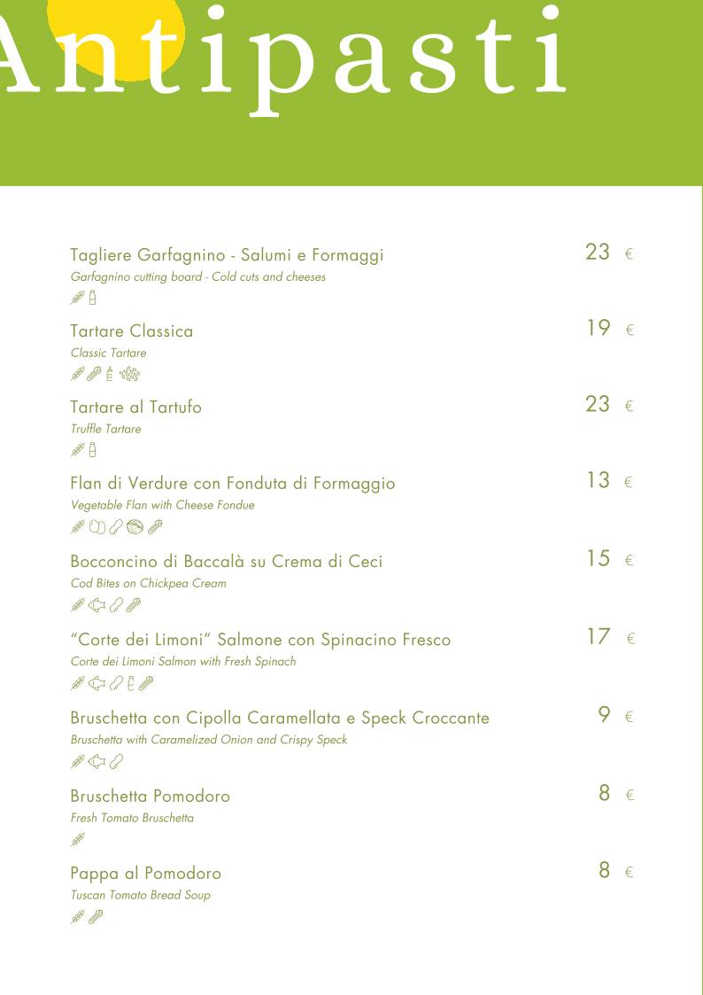 Menu di La Corte dei Limoni 